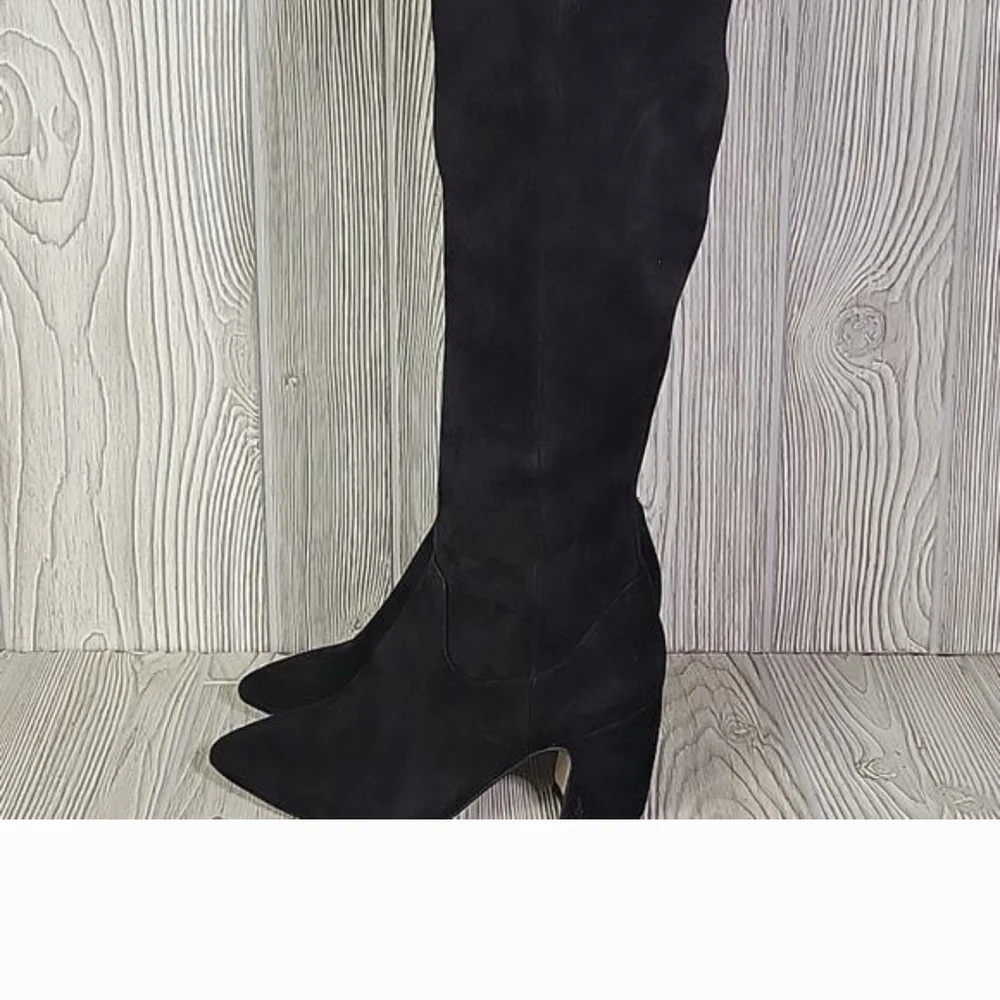 Sam Edelman Women's Black Suede Over-the-Knee Block Heel Boots Hai Size 8